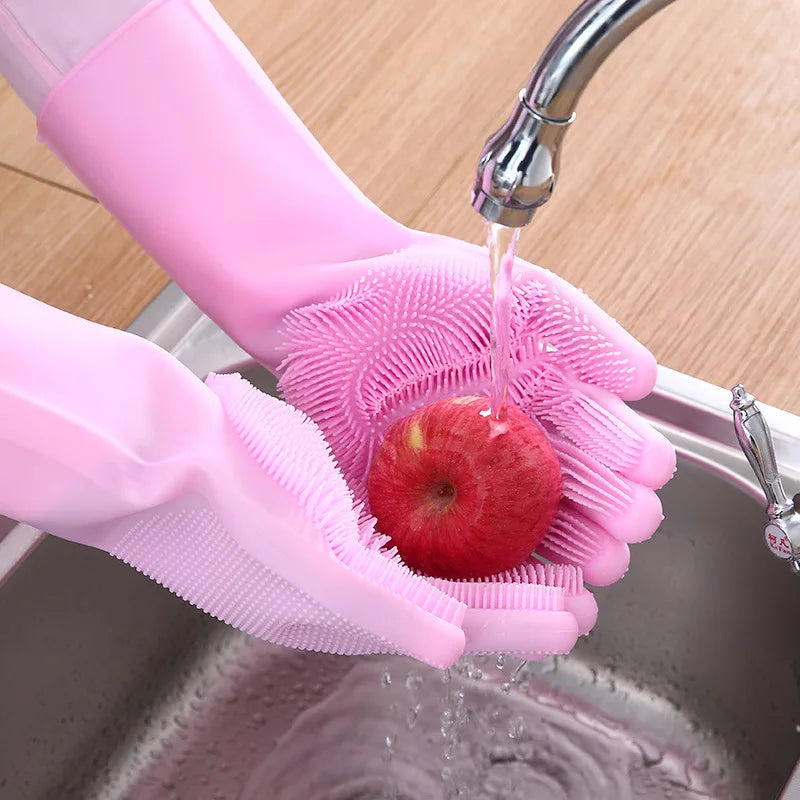 Silicone Dishwashing Gloves: Kitchen, Laundry, Pet Bathing & Cleaning