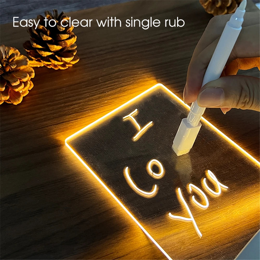 Erasable Acrylic LED Night Lights – USB Powered Message Board & Calendar