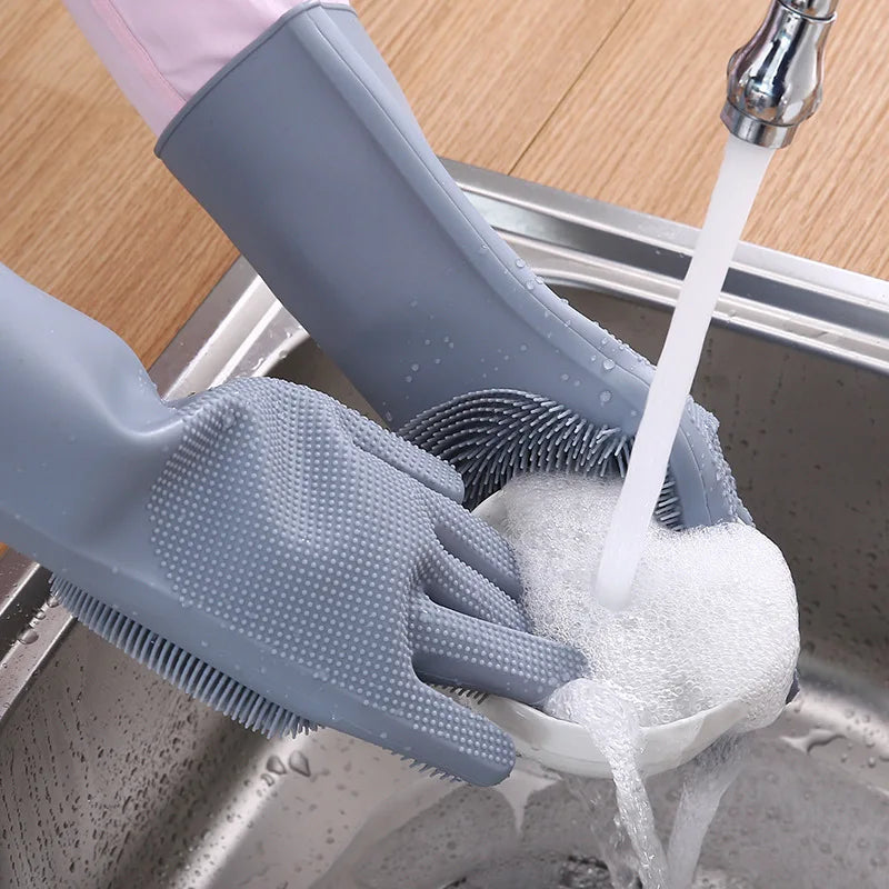 Silicone Dishwashing Gloves: Kitchen, Laundry, Pet Bathing & Cleaning