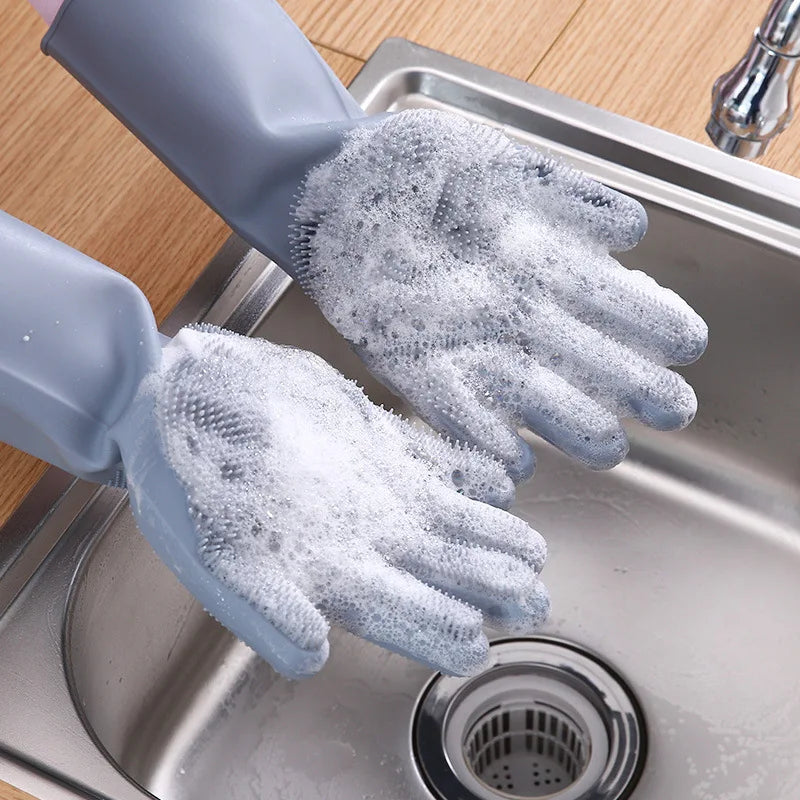 Silicone Dishwashing Gloves: Kitchen, Laundry, Pet Bathing & Cleaning